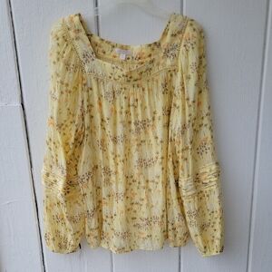 LC Lauren Conrad Yellow Floral Blouse
